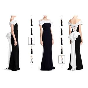 Marchesa Gown - Taffeta Lace-Up Crepe Column Black